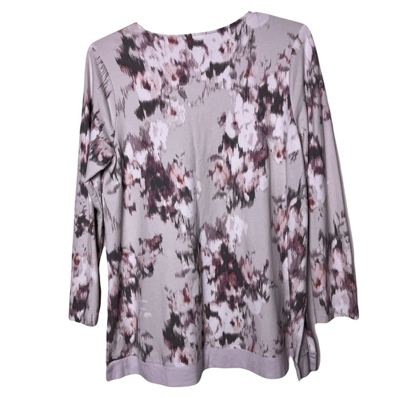 Pure Jill | Gray Pink Abstract Watercolor Floral Pima Cotton Tunic, XL - Picture 2 of 6